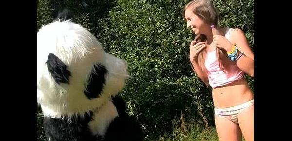  Naughty girl was tied and fucked by Panda
